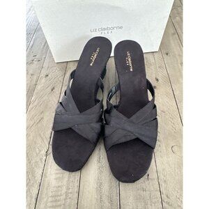 NIB Liz Claiborne FLEX Moe Black Ribbon Sandals Size 9.5
